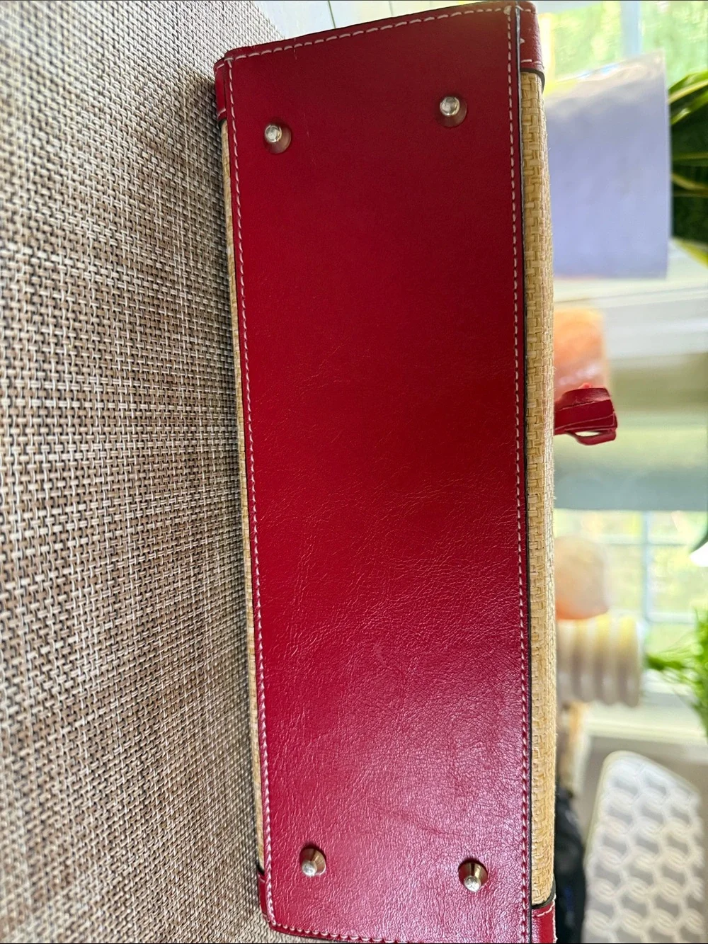 Kate Spade Red Raffia-Accent Tote